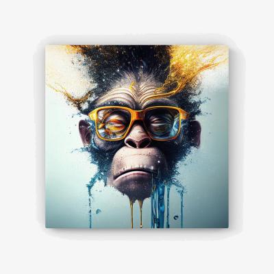 The Range Monkey With Glasses Splashart Canvas Print - Blue / 40.6cm
