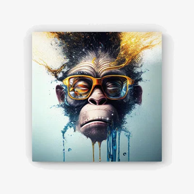 The Range Monkey With Glasses Splashart Canvas Print - Blue / 40.6cm