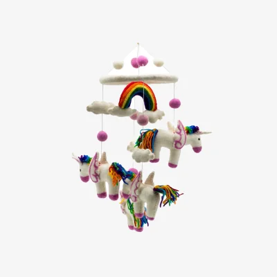 The Range Handmade Felt Rainbow Unicorn Mobile for Nurseries  Playrooms - Multi