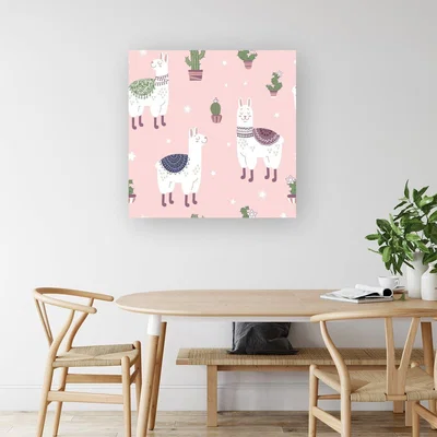 The Range Happy Lama Canvas Print - Pink / Medium
