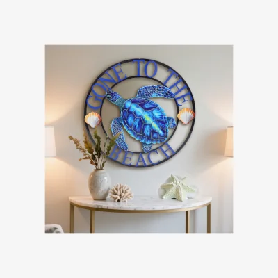 The Range Indoor and Outdoor Gone To The Beach Turtle Sign - Blue