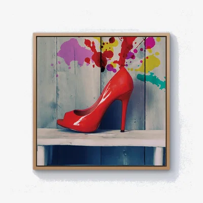 The Range Retro Red Shoes Canvas Print - Red / 25.4cm / Pine Frame