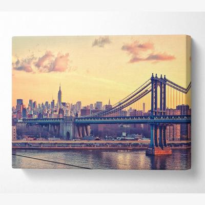 The Range Bay Bridge New York Canvas Print Wall Art - Yellow / 66.04cm