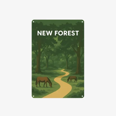 The Range UK Destination Art Portrait Metal Wall Plaque - Home Décor Gift - Yorkshire Dales - New Forest