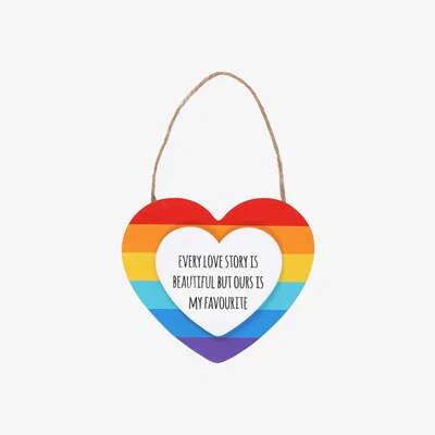 The Range Small Hanging Rainbow Heart Sign - Multicolour