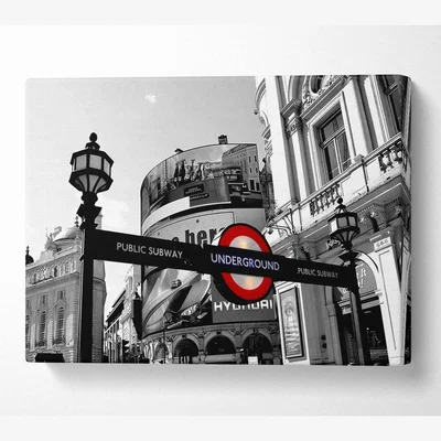 The Range London Piccadilly Circus Canvas Print Wall Art - Yellow / 50.8cm