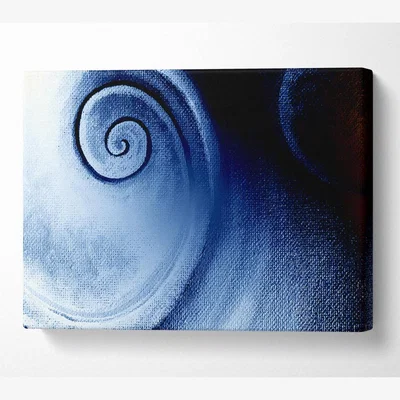 The Range Steel Blue Swirl Canvas Print Wall Art - Yellow / 35.56cm