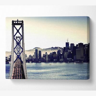 The Range Intersection On Bay Bridge Canvas Print Wall Art - Yellow / 101.6cm