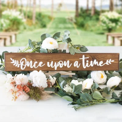 The Range Engraved Wooden Once Upon A Time Sign - Brown