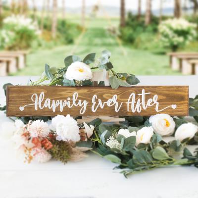 The Range Engraved Wooden Happily Ever After Sign - Brown