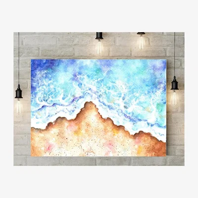 The Range The Beach Watercolour Print Wall Art Canvas - Blue / 30cm