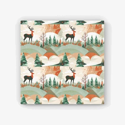 The Range Reindeer On A Snowy Landscape Pattern HD Metal Print - Green / 30cm