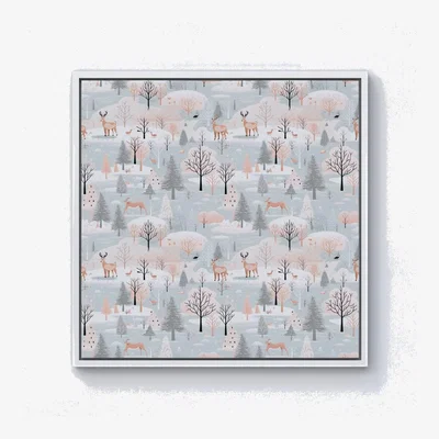 The Range Whimsical Christmas Winter Wonderland Canvas Print - Blue / 76.2cm / White Frame