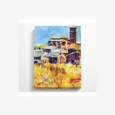 The Range Brush Stroke Farm Scene Canvas Print - Black / 35.56cm