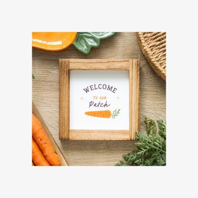 The Range Whimsical Bunny Patch Wooden Frame Sign - Brown
