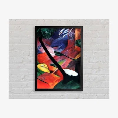The Range Franz Marc Deer In The Forest 2 Framed Print Art Classic Prints - Black
