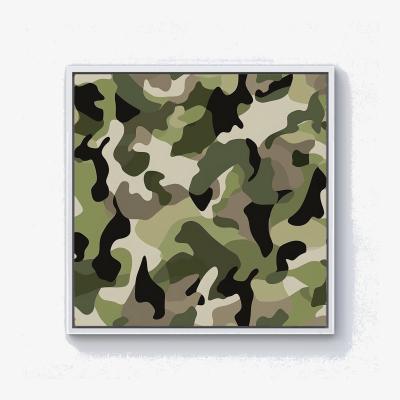 The Range Camouflage Design Canvas Print - Green / White Frame / 76.2cm