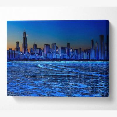 The Range Chicago Ice Blue Waters Canvas Print Wall Art - Yellow / 50.8cm
