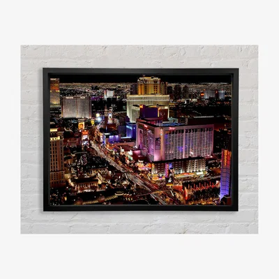 The Range Las Vegas Strip Night Lights Framed Print Architecture Prints - Black