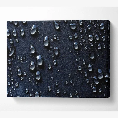 The Range Water Drops Dark Canvas Print Wall Art - Yellow / 50.8cm