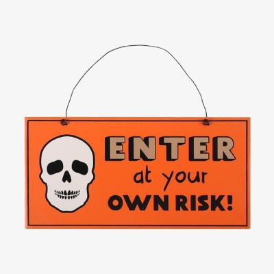 The Range Spooky 'Enter at Your Own Risk' Skull Sign - Dark Orange