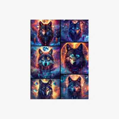 The Range Wolves Collage Metal Wall Art - Silver / 200g