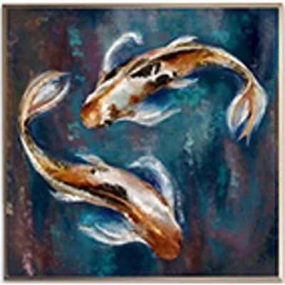 The Range Koi Dance Gold Foiled Canvas - Blue/Green