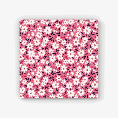 The Range Small Cute White Flower Pattern HD Metal Print - Pink / 56cm