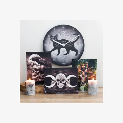 The Range Dark Goddess Skull Moon Canvas Plaque - Black