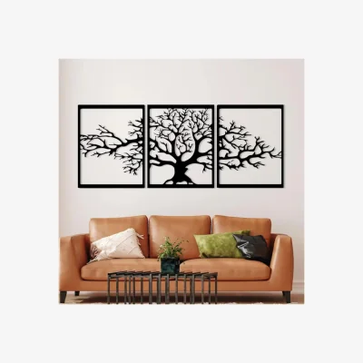 The Range METAL WALL ART-TRIPTYCH PLATANUS 48 CM - TEXTURE BLACK - Black