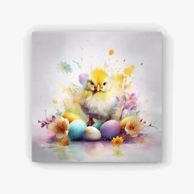 The Range Easter Chick Splashart HD Metal Print - Yellow / 56cm