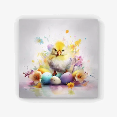 The Range Easter Chick Splashart HD Metal Print - Yellow / 56cm