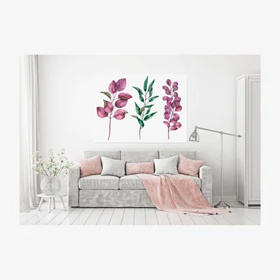 The Range Twin Palm leafs canvas print - Pink / 61cm / 41cm
