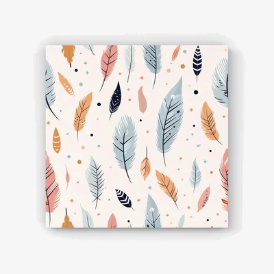 The Range Pastel Feather Pattern HD Metal Print - Blue / 56cm