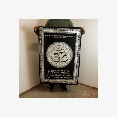 The Range Om Wall Art 70x110cm - Sacred Spiritual Cotton Decor - Multi