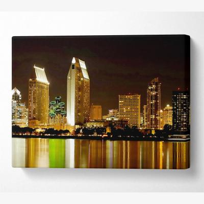 The Range Hong Kong Golden Lights Canvas Print Wall Art - Yellow / 35.56cm