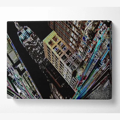 The Range New York 5Th Ave Empire State Canvas Print Wall Art - Yellow / 81.28cm