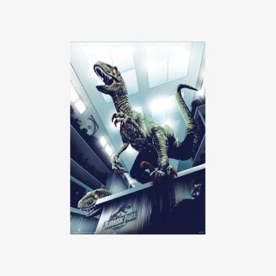 The Range Jurassic Park Raptors In Kitchen Limited Edition 30th Anniversary Art Print - Multi