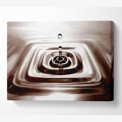 The Range Square Water Droplet Brown Canvas Print Wall Art - Yellow / 35.56cm