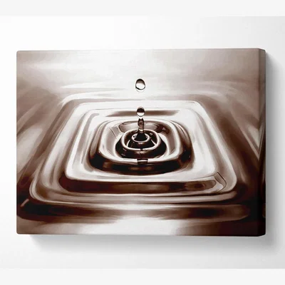 The Range Square Water Droplet Brown Canvas Print Wall Art - Yellow / 35.56cm