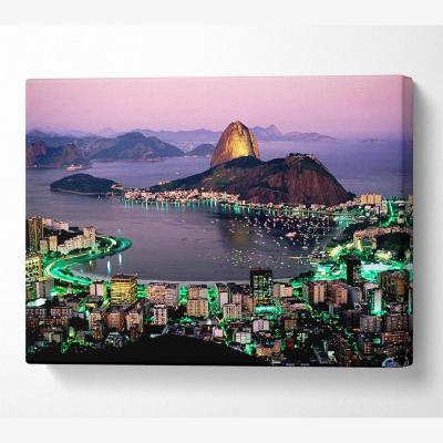 The Range City Harbour Rush Hour Canvas Print Wall Art - Yellow / 81.28cm