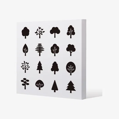 The Range Tree Silhouette Illustrations Canvas Print - White / 77cm