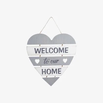 The Range Welcome To Our Home Wall Plaque - Grey and White