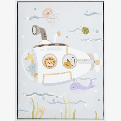 The Range Fun Animals At Sea Glittered Framed Art - Blue