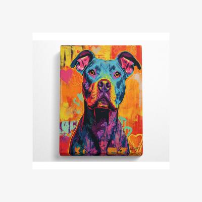 The Range Colourful Graffiti Pitbull Canvas Print - Black / 35.56cm