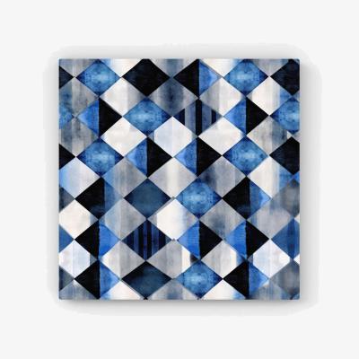 The Range Square Checkered Pattern Canvas Print - Blue / 25.4cm