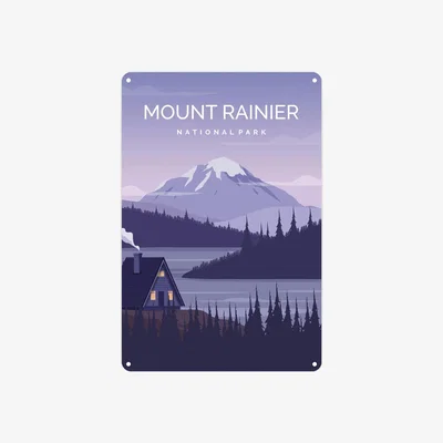 The Range Destination Art Portrait Metal Wall Plaque - Home Décor Gift - Cannes - Mount Rainier