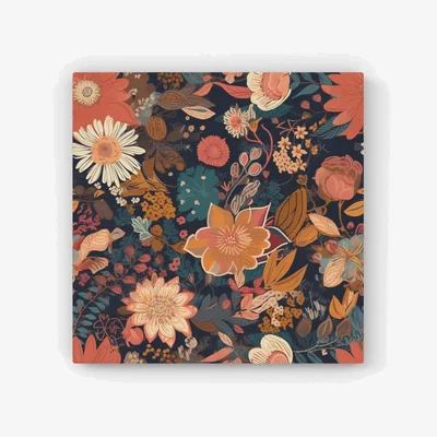 The Range Boho Chic Flower  Canvas Print - Orange / 40.6cm