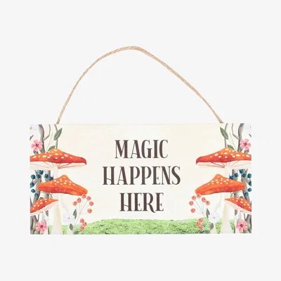 The Range Magic Happens Here Mushroom Hanging Sign - Multicolour