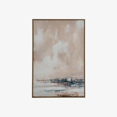 The Range Veydra Hand Painted Canvas in Frame - Artistic Wall Art for Home  Retail - Brown
